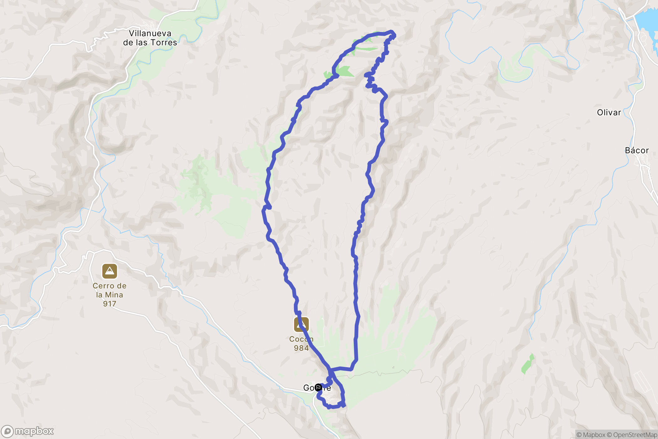 Gorafe : carte du parcours de randonnée - Spain