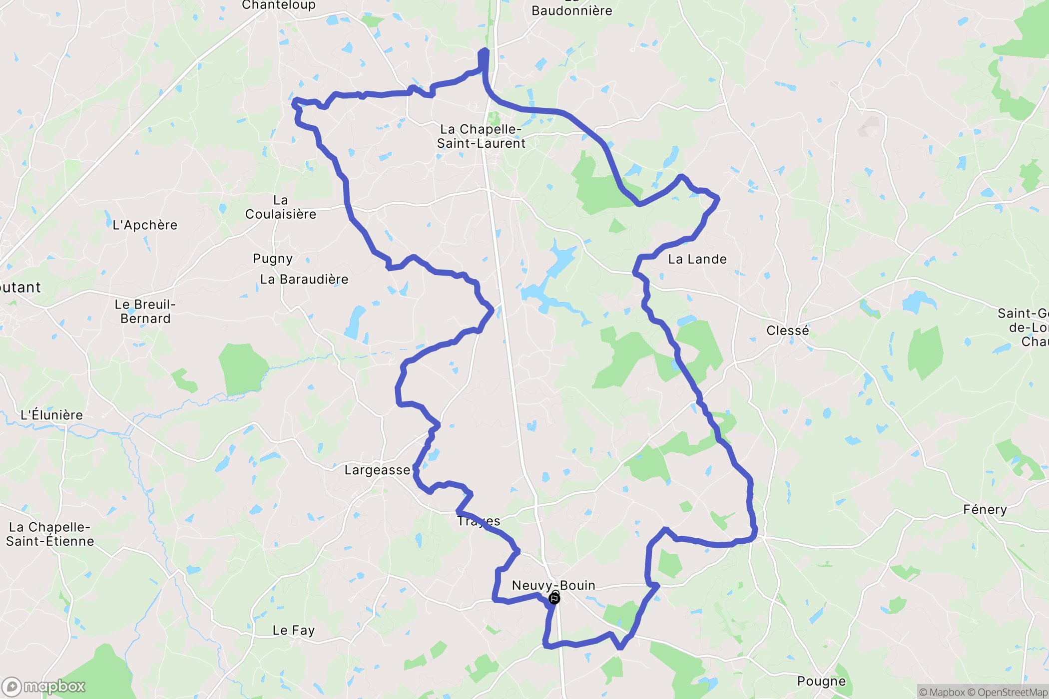 Neuvy-Bouin : carte du parcours de randonnée - France