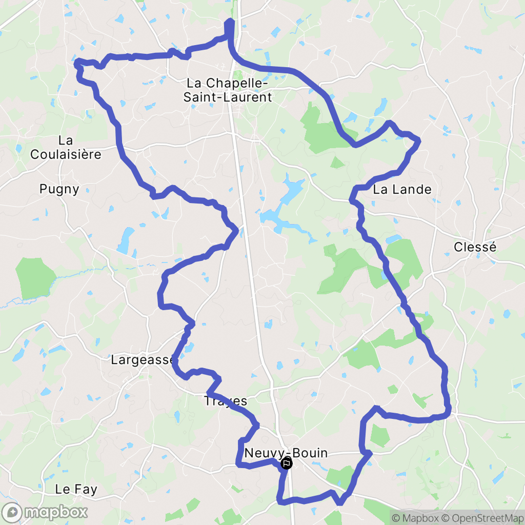 Neuvy-Bouin : carte du parcours de randonnée - France