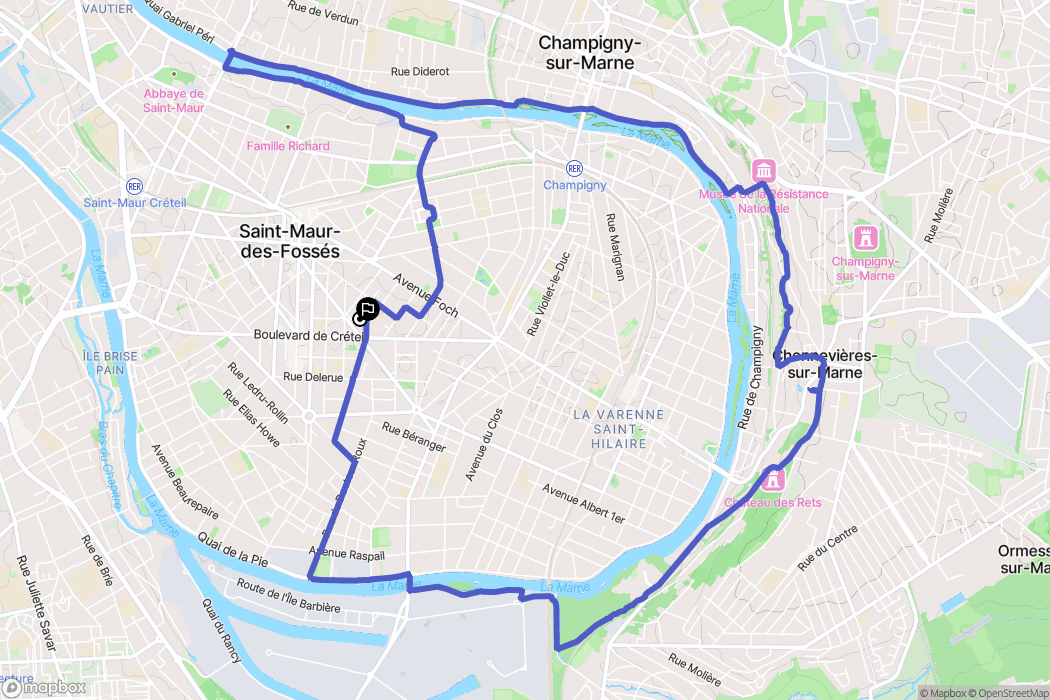 Saint-Maur-des-Fossés : carte du parcours de randonnée - France