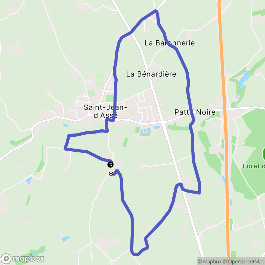 Saint-Jean-d'Assé : carte du parcours de randonnée - France