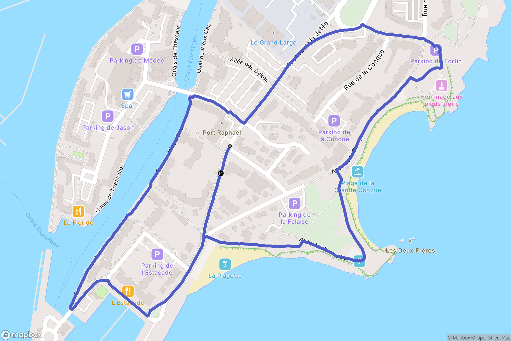 Agde : carte du parcours de randonnée - France