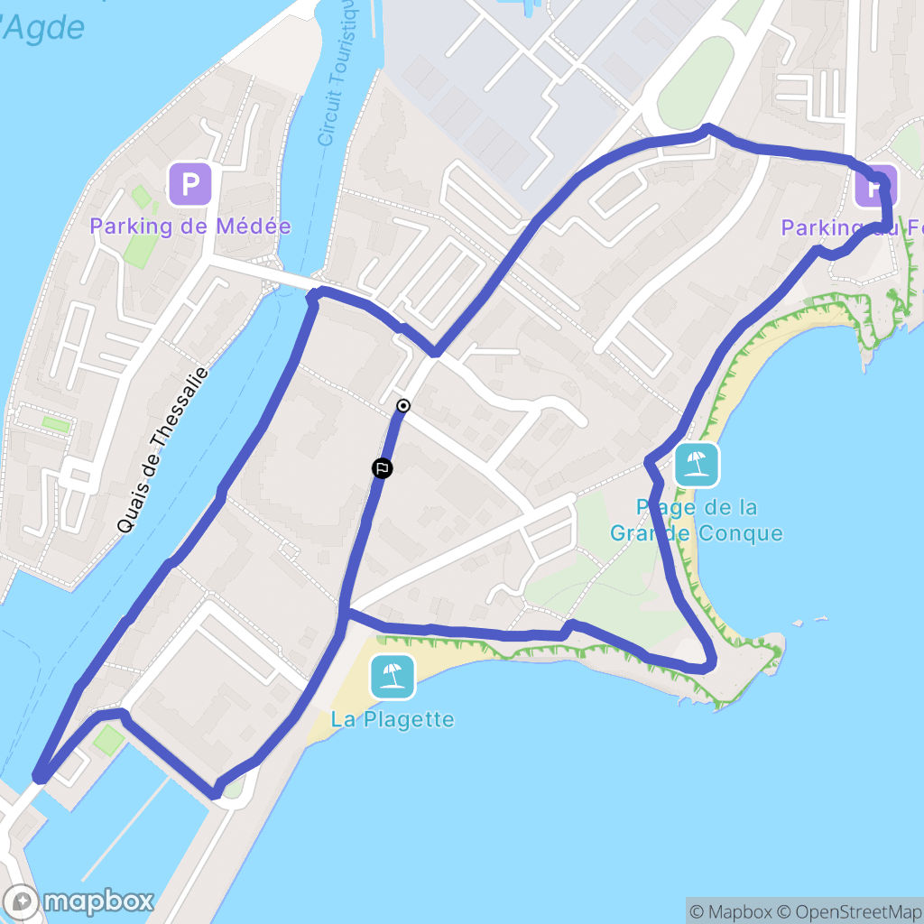 Agde : carte du parcours de randonnée - France