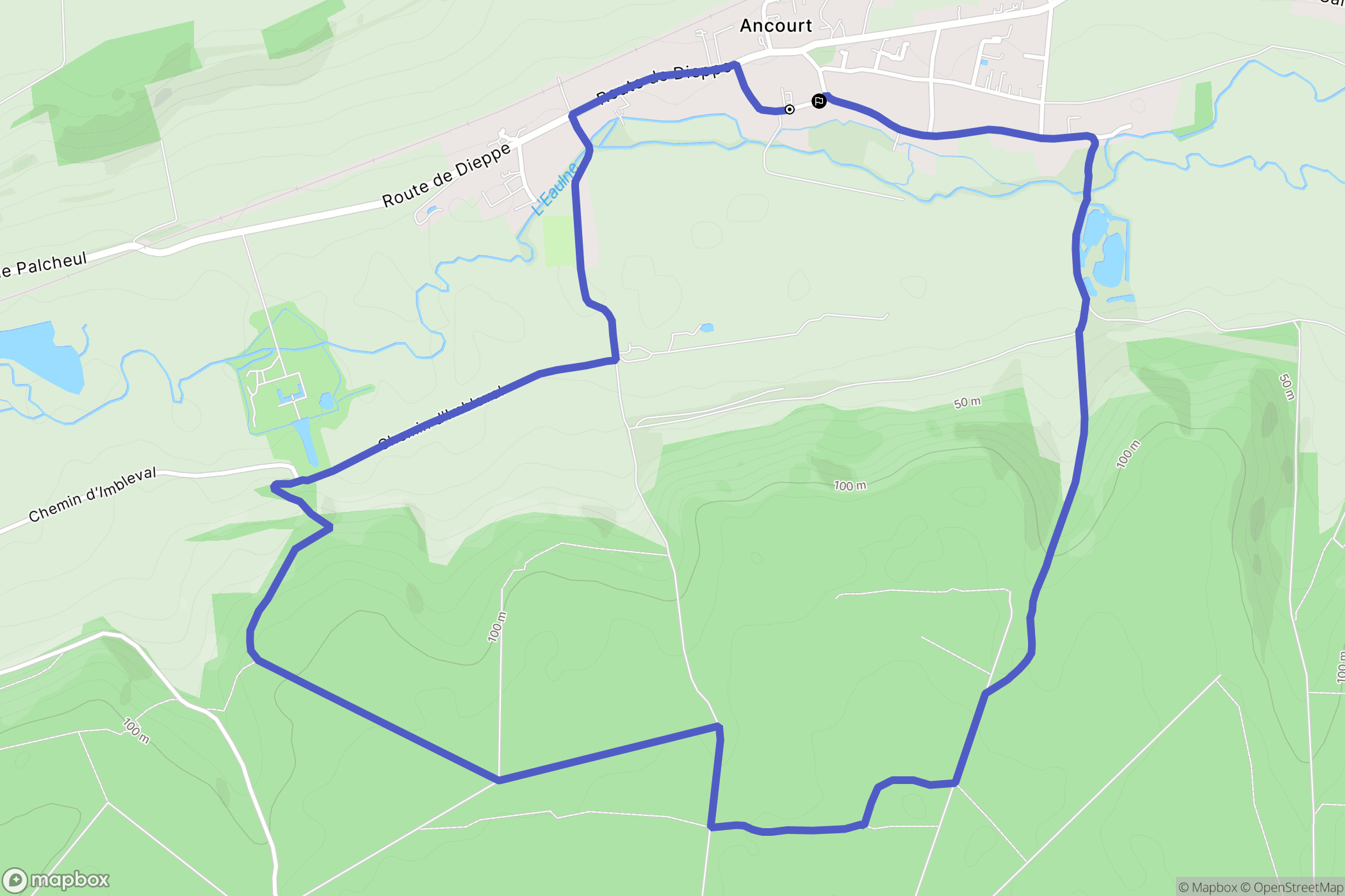 Ancourt : carte du parcours de randonnée - France