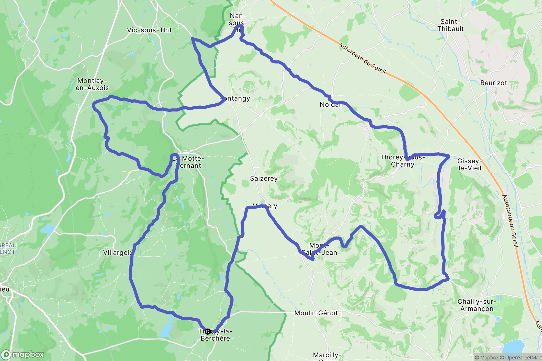 Thoisy-la-Berchère : carte du parcours de randonnée - France