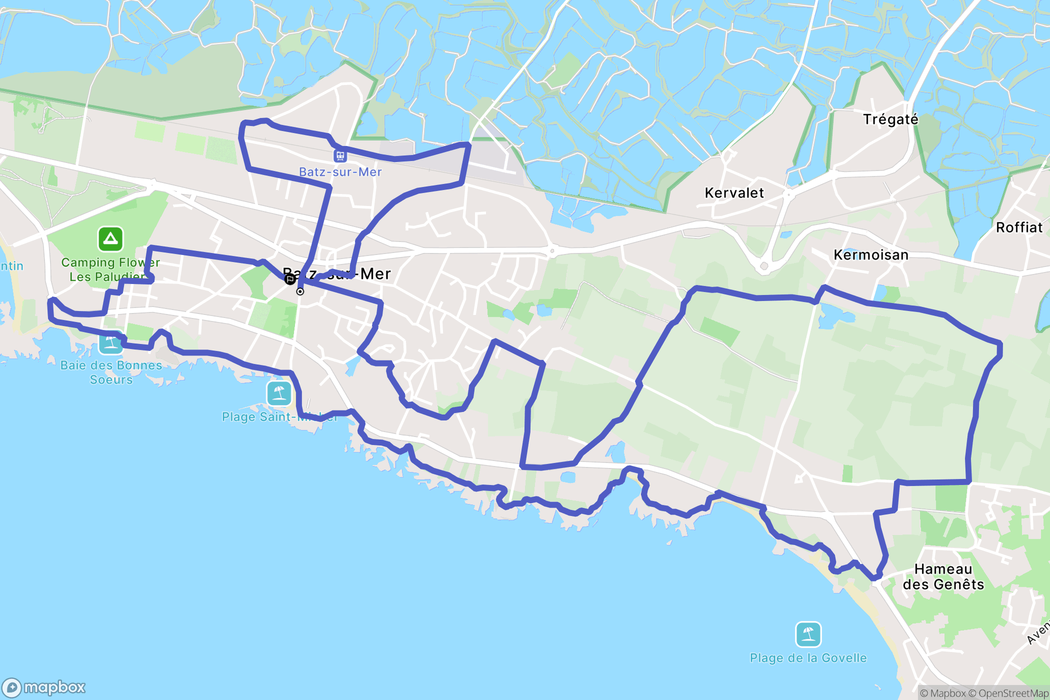 Batz-sur-Mer : carte du parcours de randonnée - France