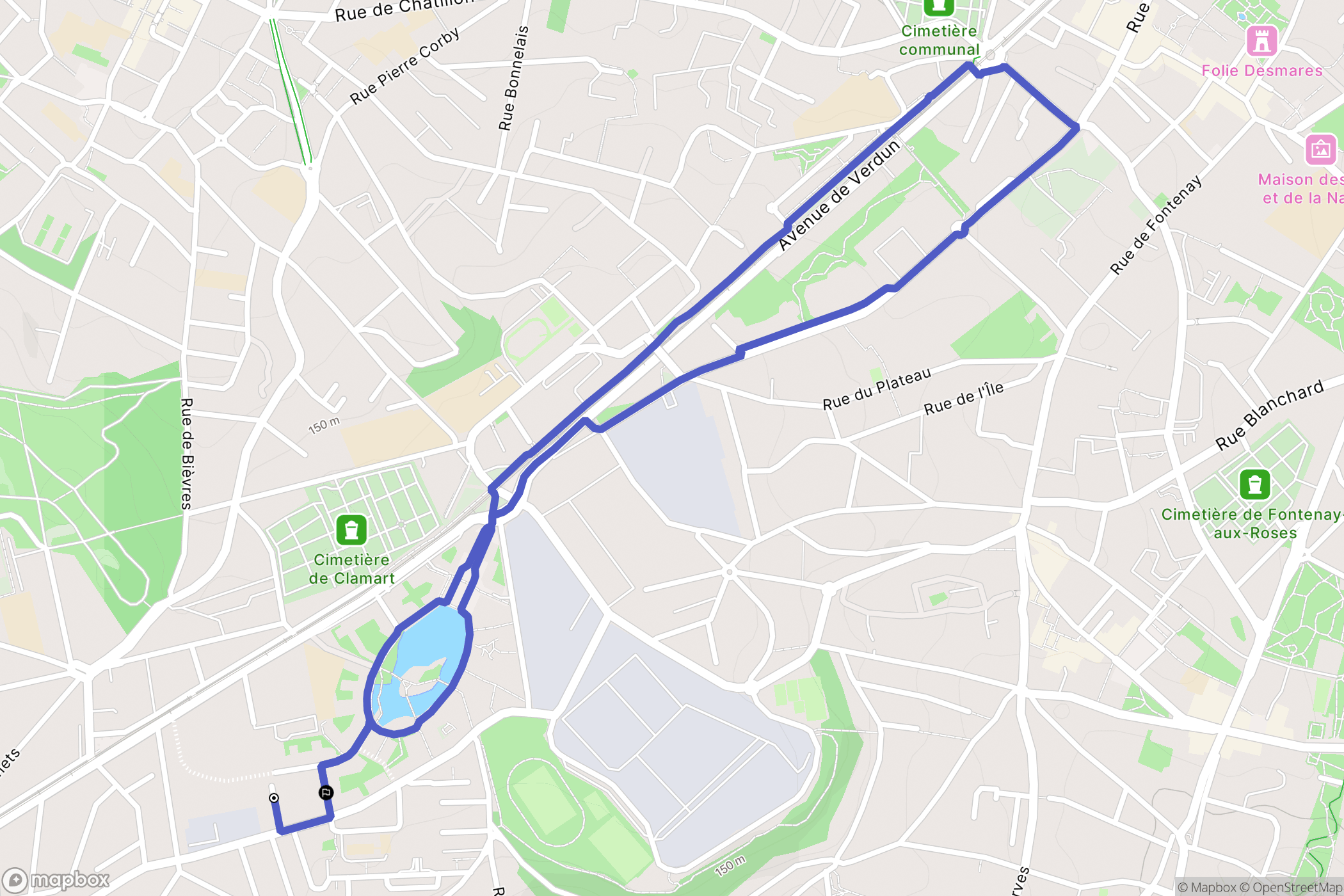 Clamart : carte du parcours de randonnée - France