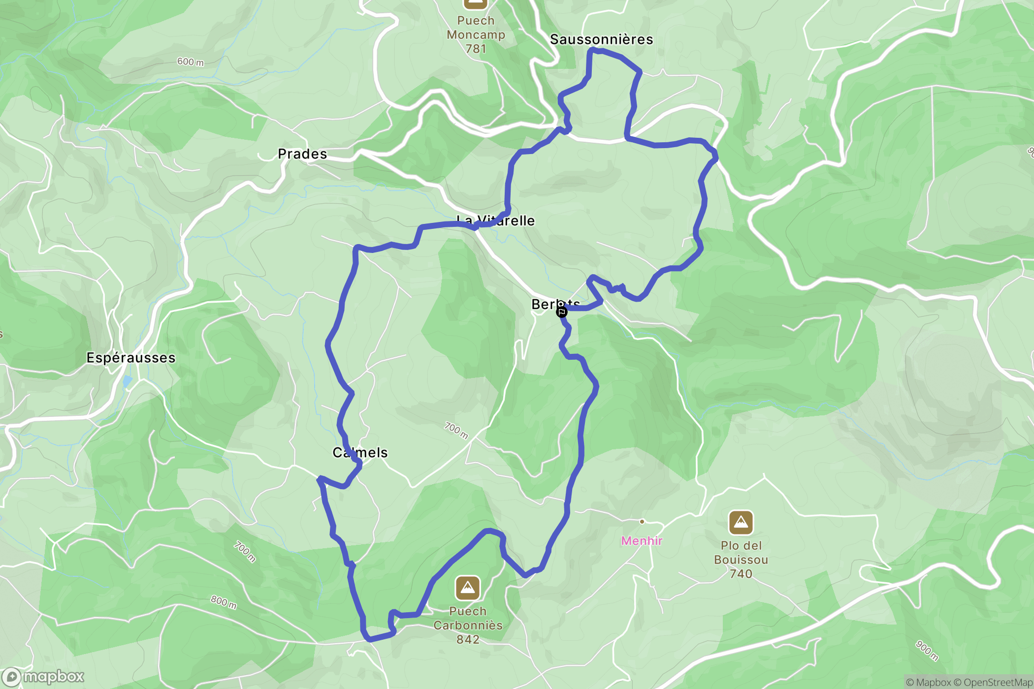 Berlats : carte du parcours de randonnée - France