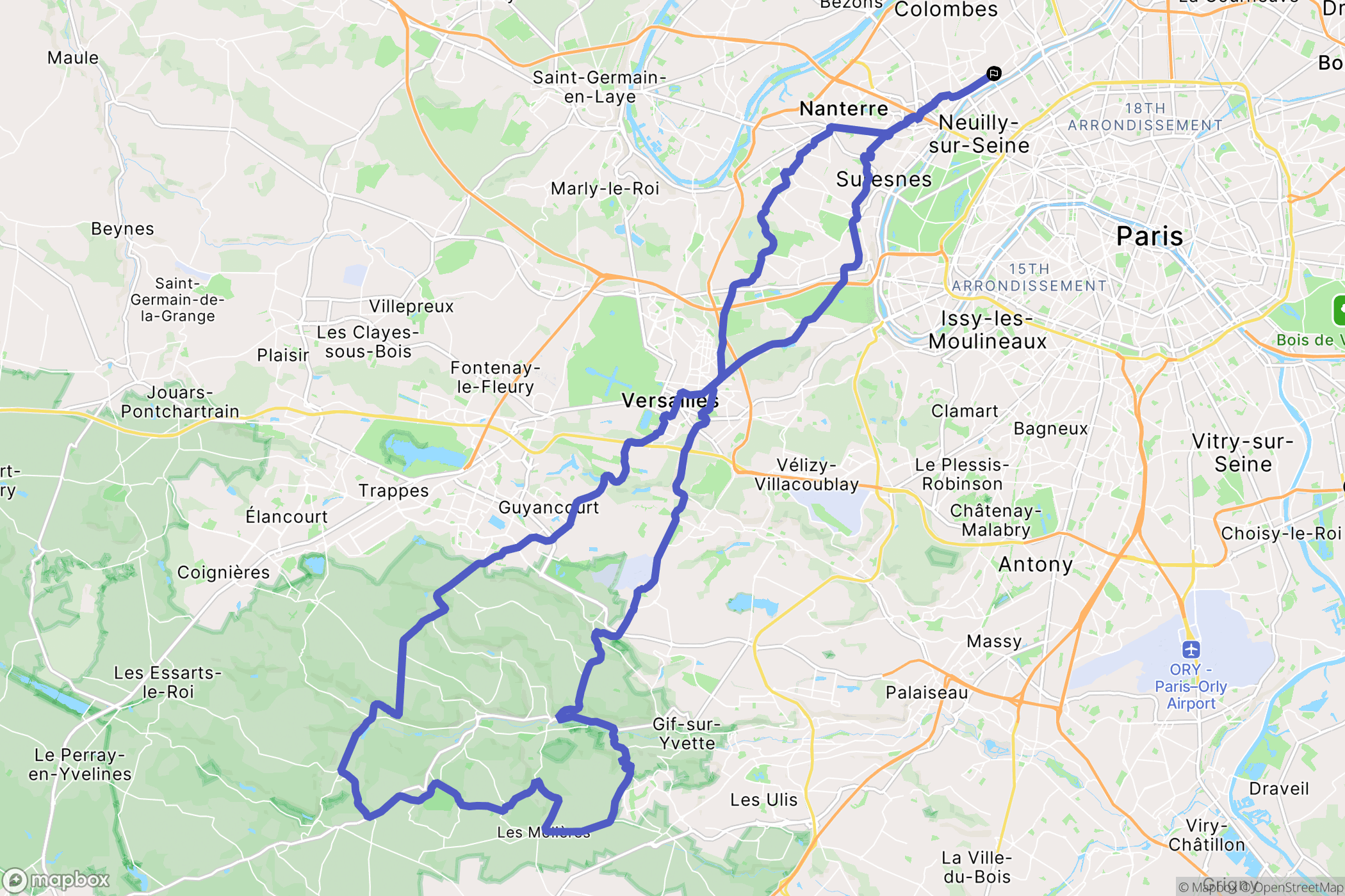 Courbevoie : carte du parcours de randonnée - France