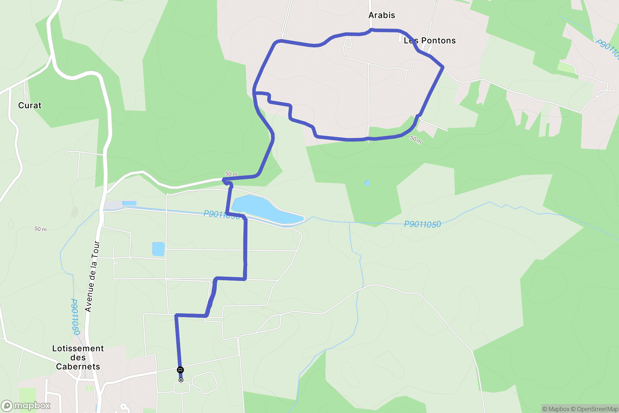 Sallebœuf : carte du parcours de randonnée - France