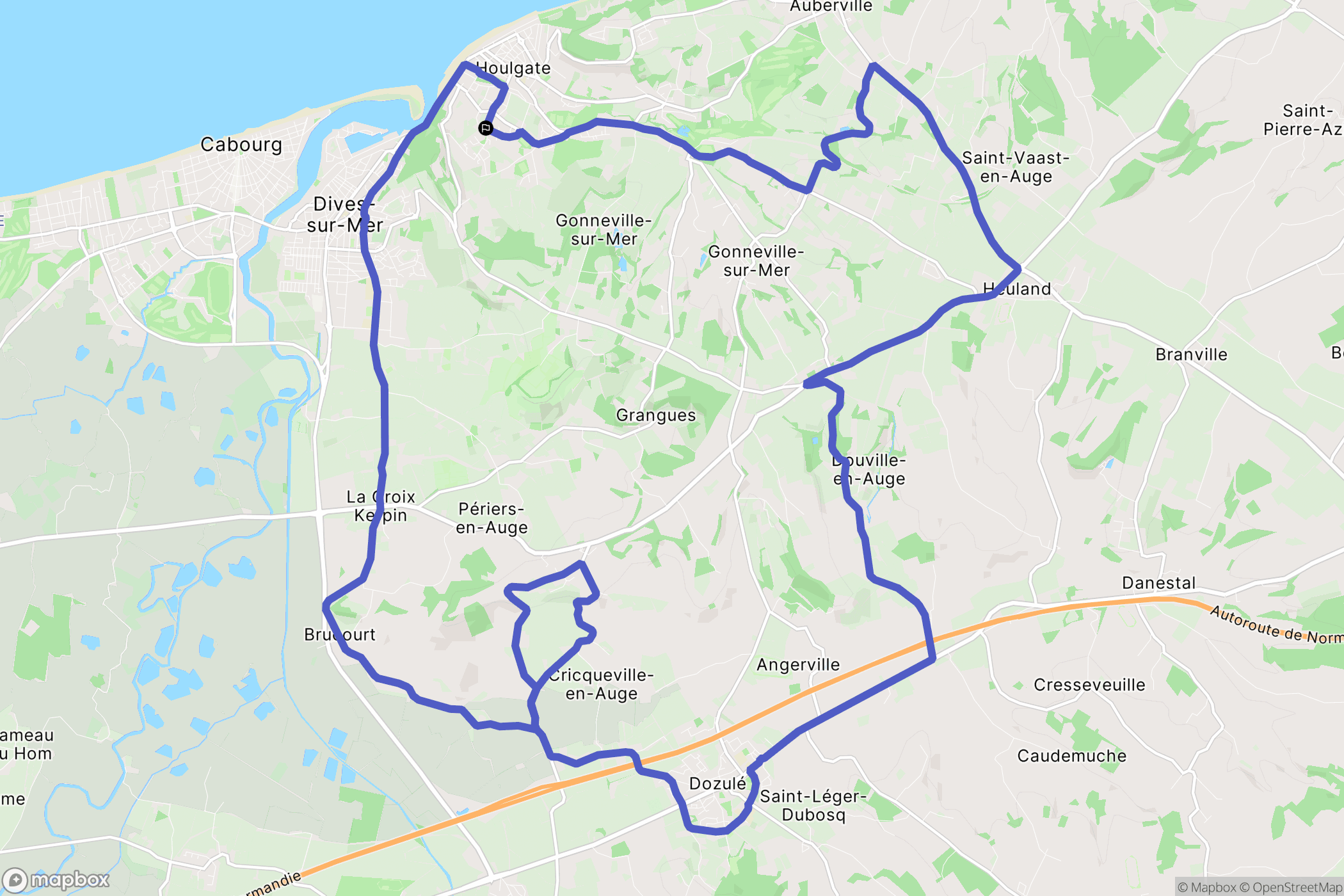 Houlgate : carte du parcours de randonnée - France