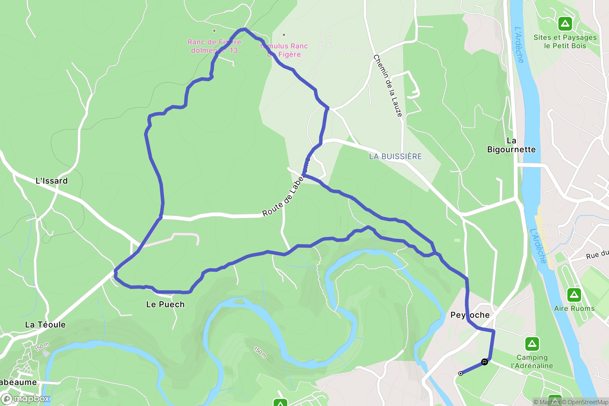 Labeaume : carte du parcours de randonnée - France