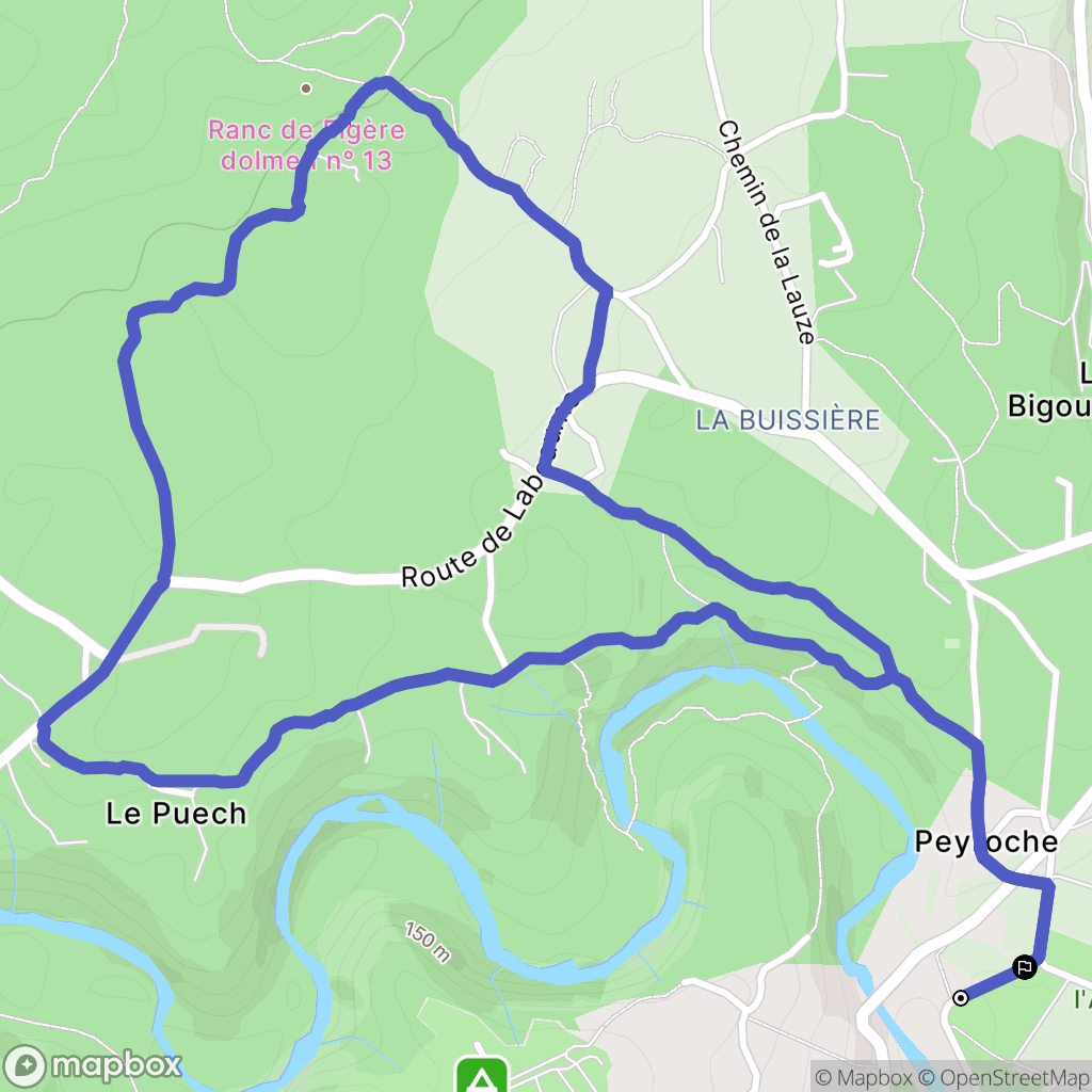Labeaume : carte du parcours de randonnée - France