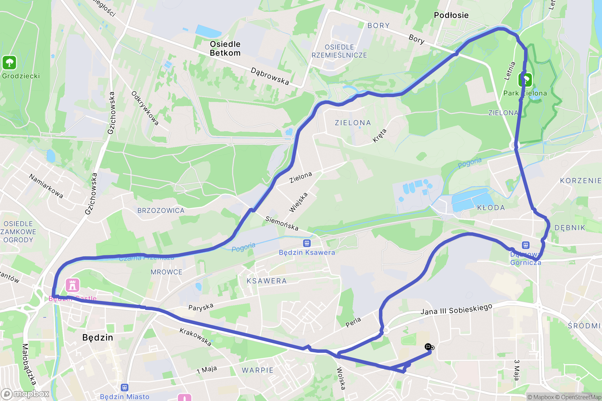 Dąbrowa Górnicza: mapa trasy - Poland