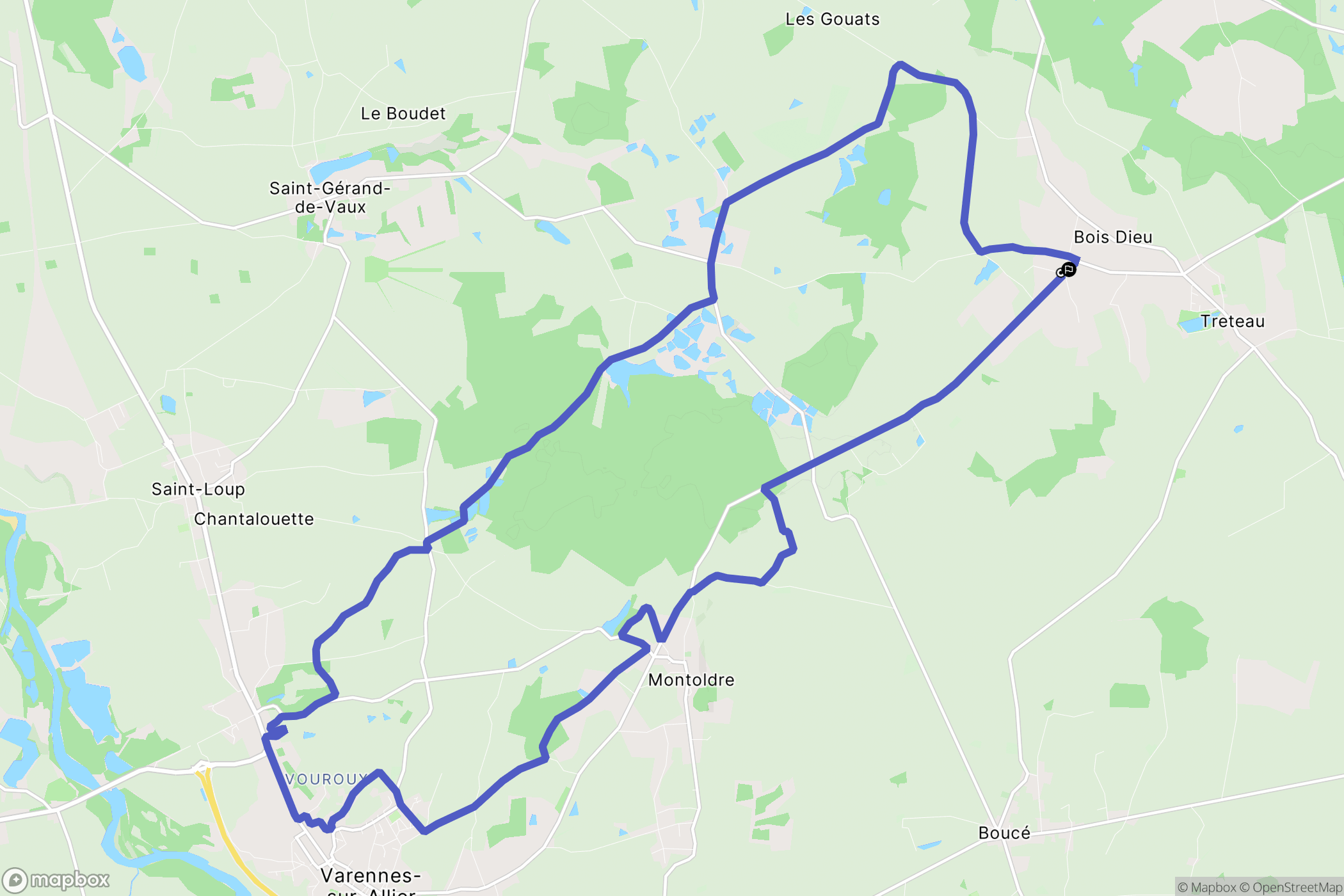Treteau : carte du parcours de randonnée - France