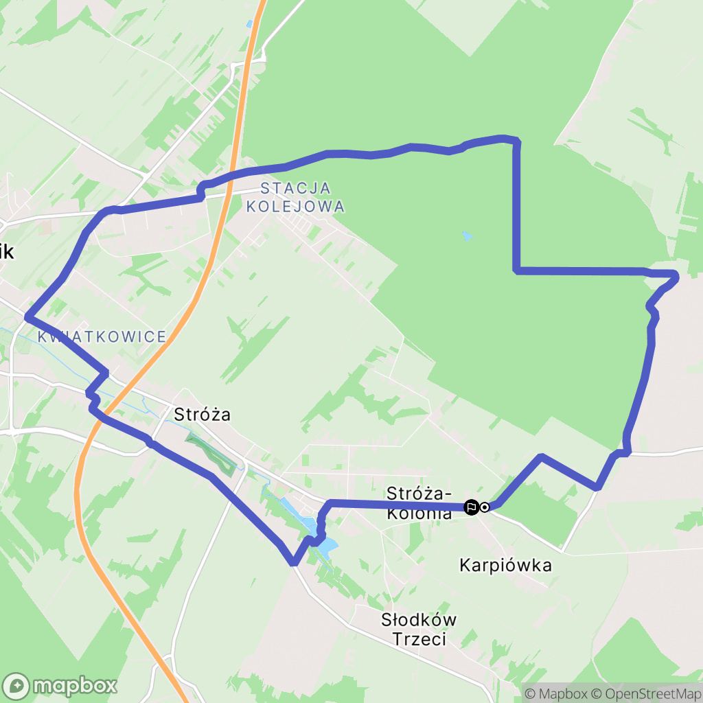 Stróża-Kolonia: mapa trasy - Poland
