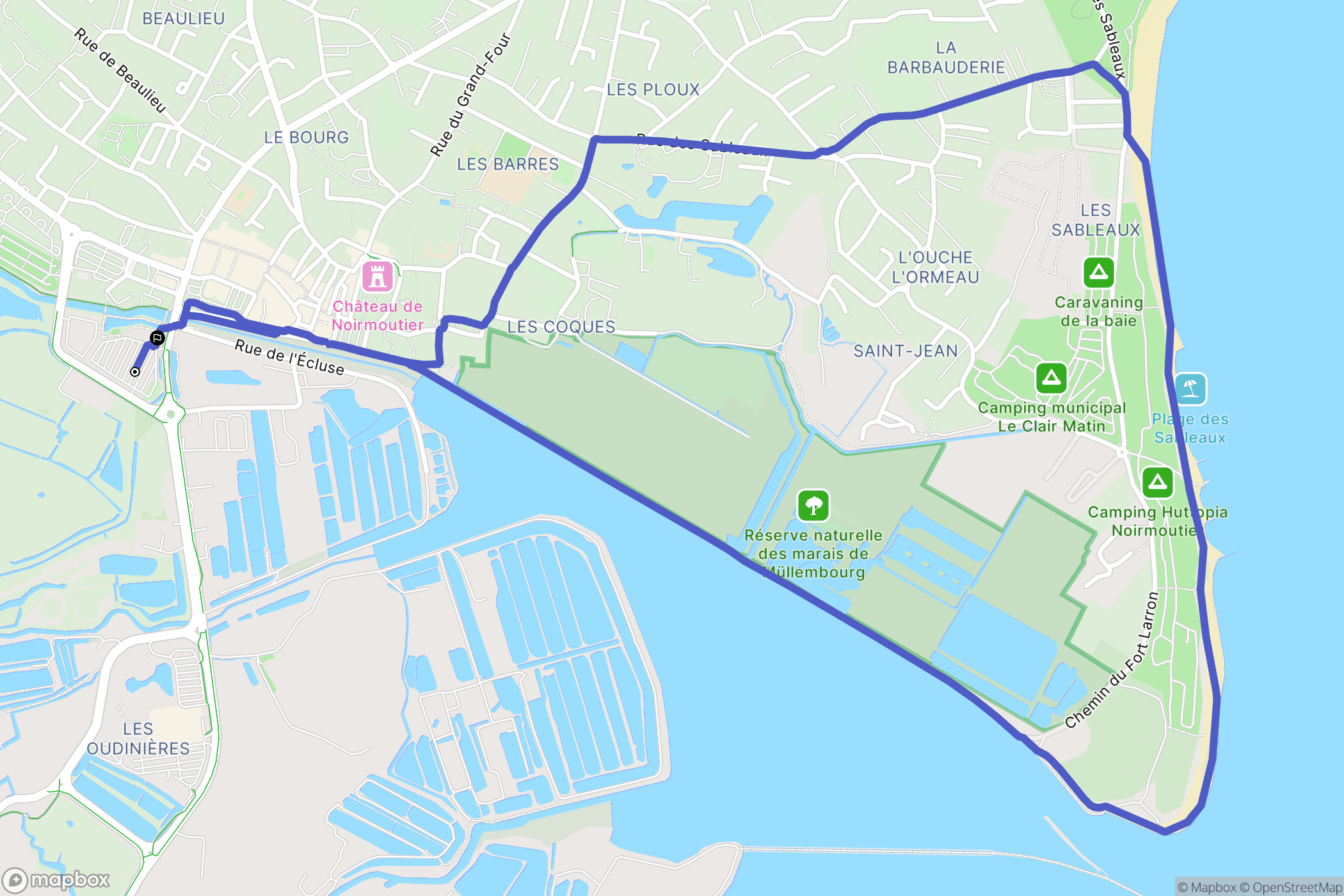 Noirmoutier-en-l'Île : carte du parcours de randonnée - France