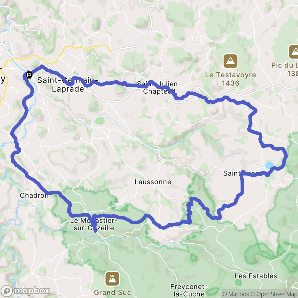 Brives-Charensac : carte du parcours de randonnée - France