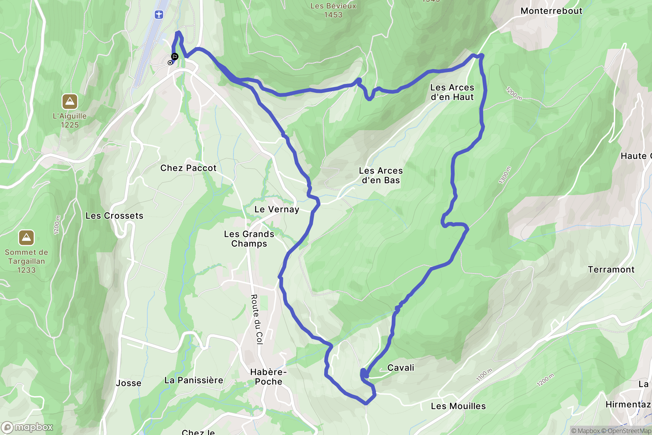 Habère-Poche : carte du parcours de randonnée - France