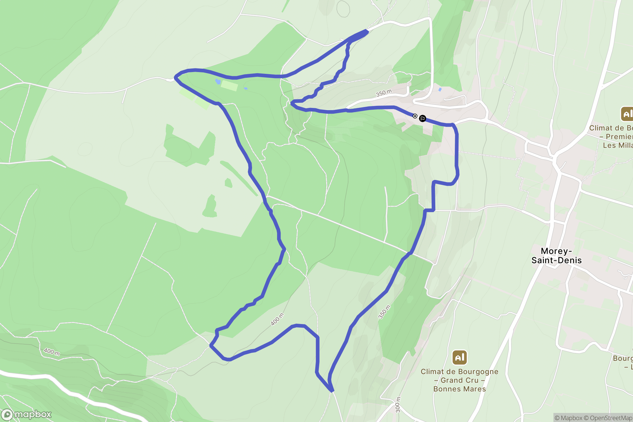 Morey-Saint-Denis : carte du parcours de randonnée - France