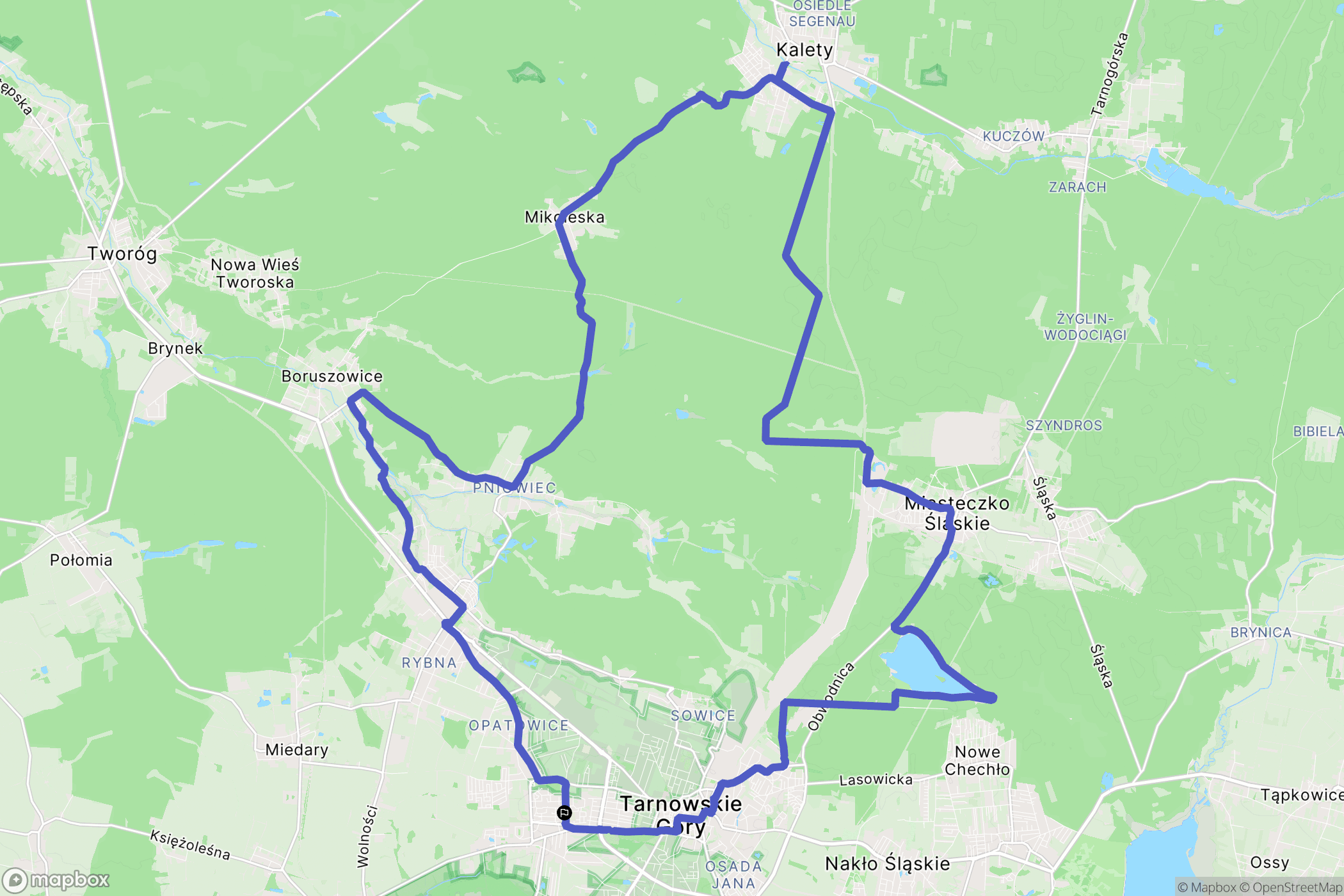 Tarnowskie Góry: mapa trasy - Poland