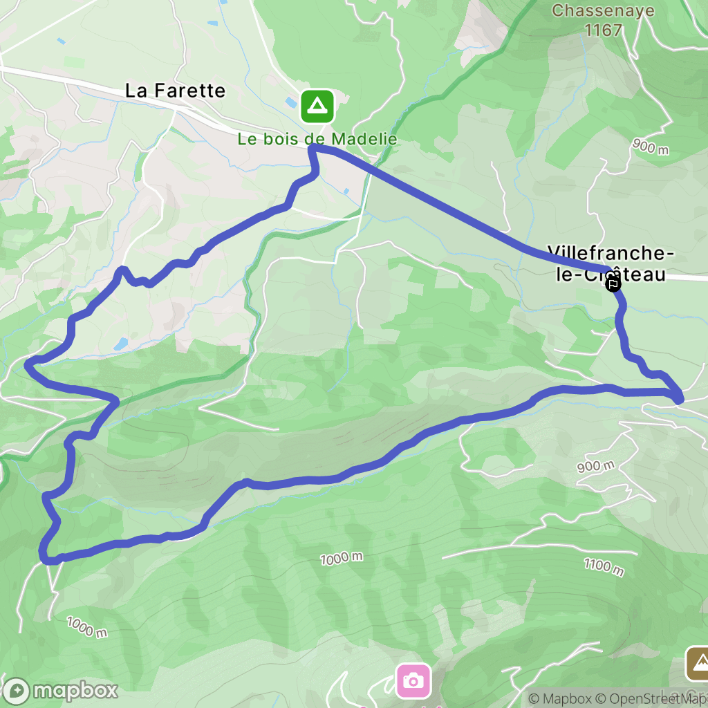 Villefranche-le-Château : carte du parcours de randonnée - France