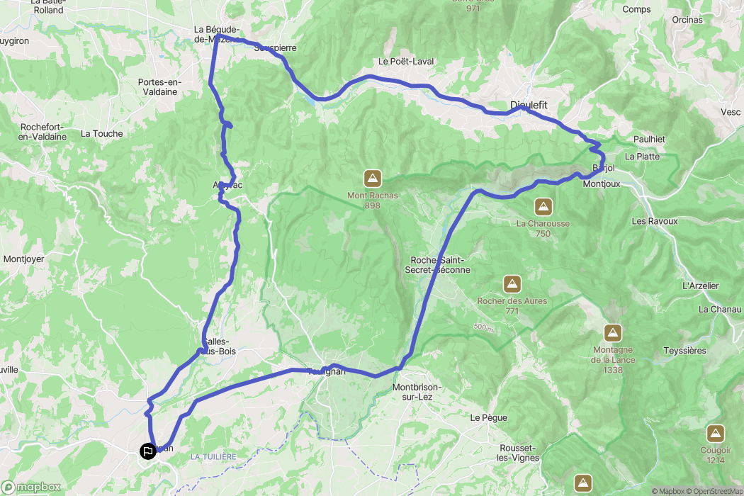 Grignan : carte du parcours de randonnée - France