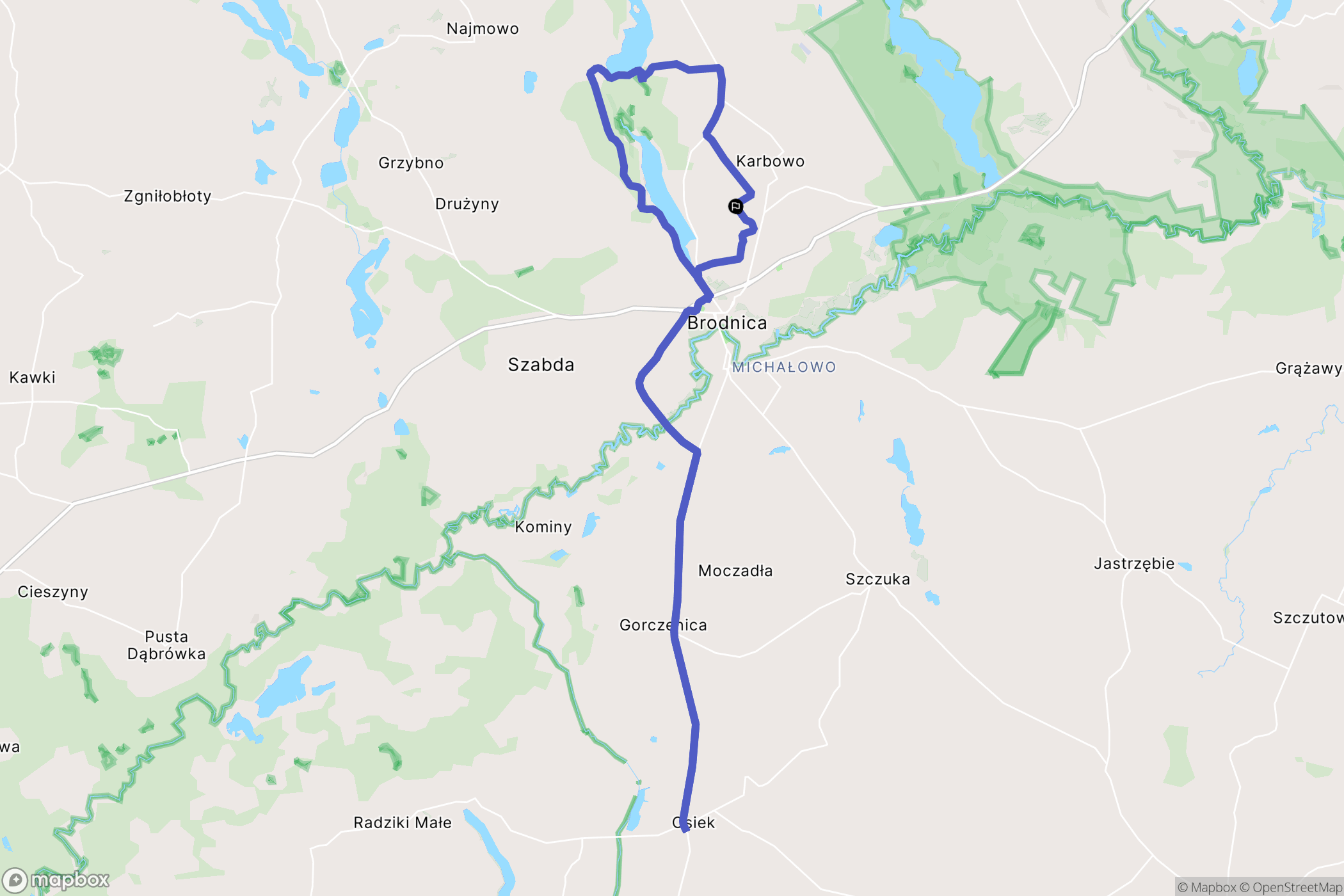 Karbowo: mapa trasy - Poland
