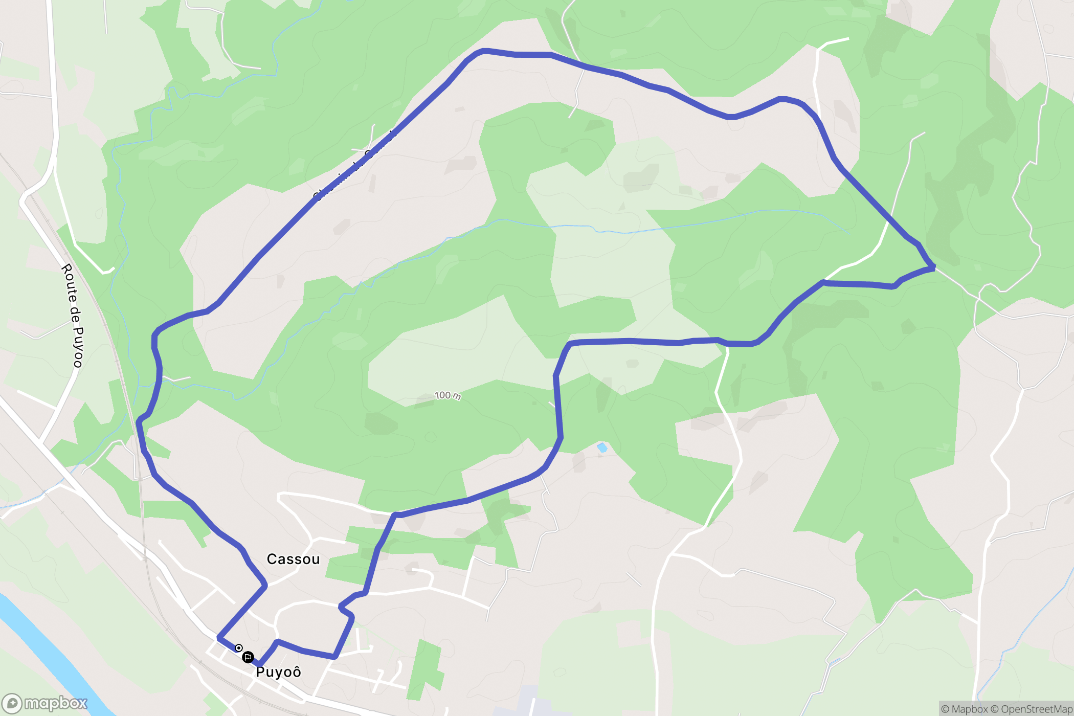 Puyoô : carte du parcours de randonnée - France