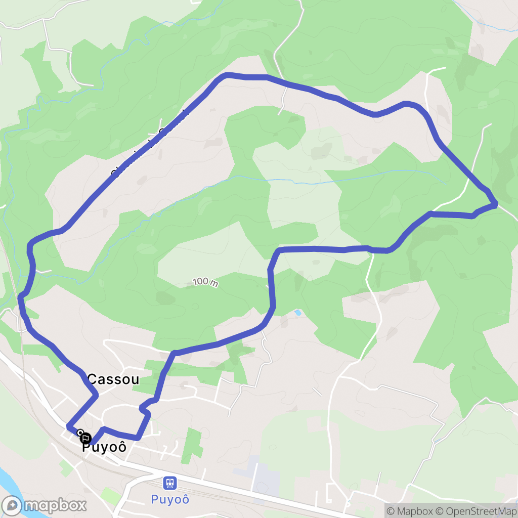 Puyoô : carte du parcours de randonnée - France