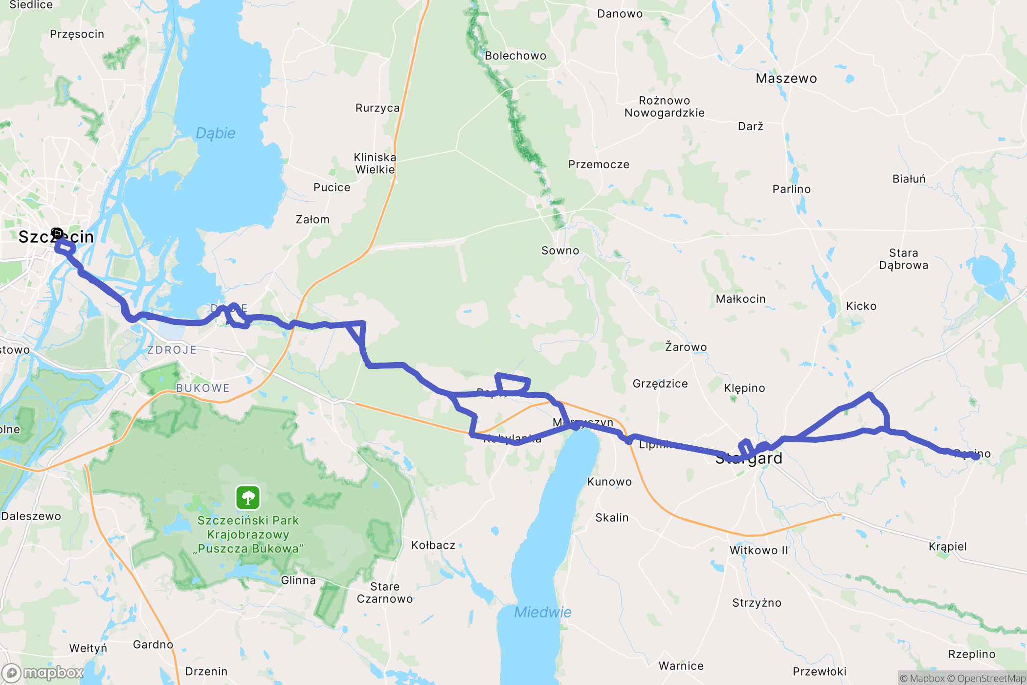 Szczecin: mapa trasy - Poland