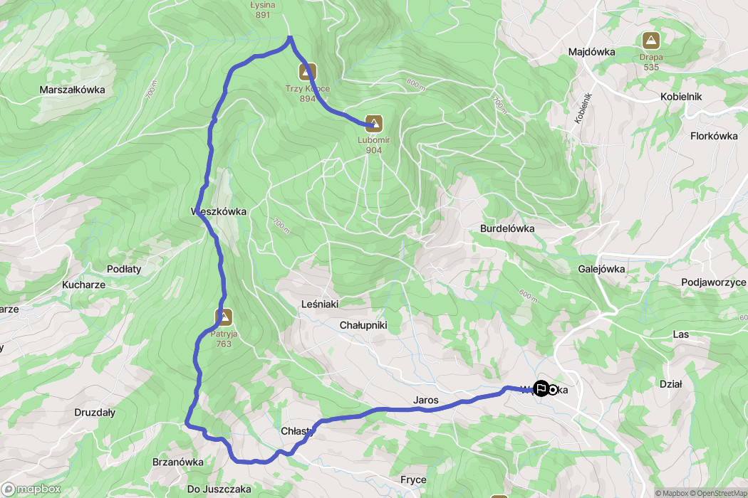 Węglówka: mapa trasy - Poland