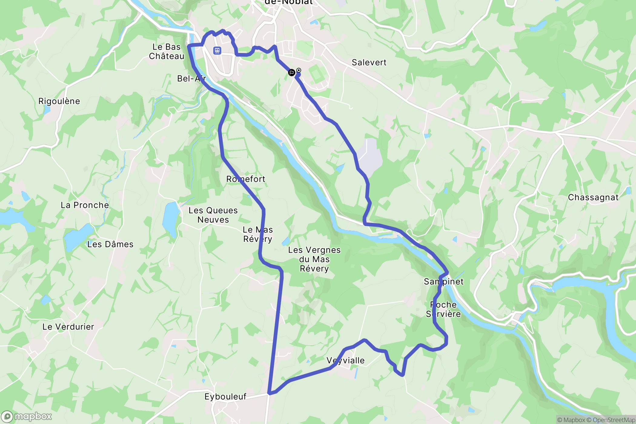 Saint-Léonard-de-Noblat : carte du parcours de randonnée - France
