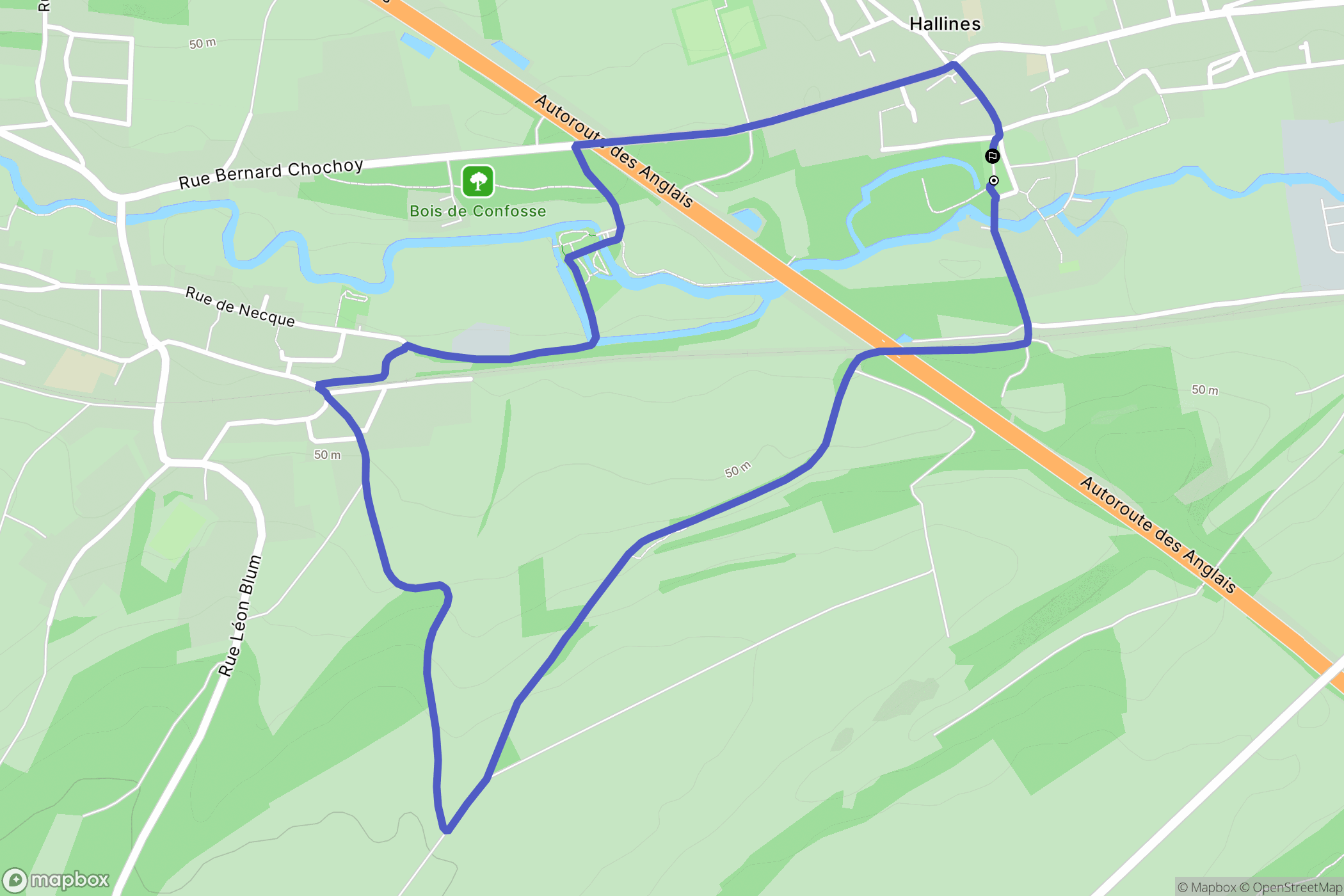 Hallines : carte du parcours de randonnée - France