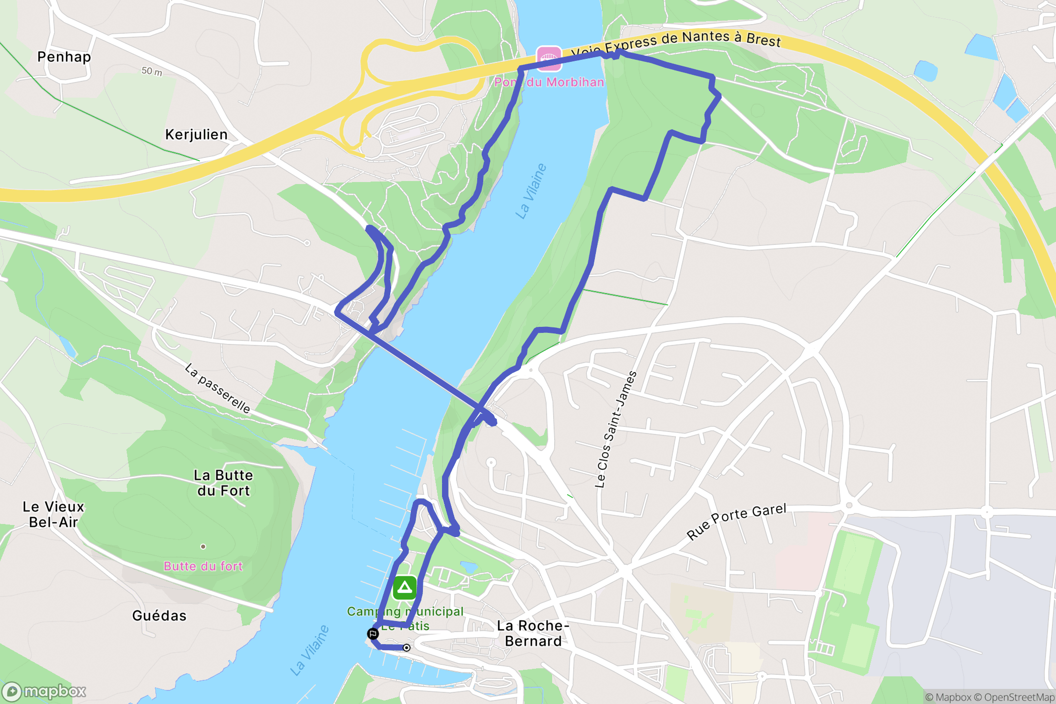 La Roche-Bernard : carte du parcours de randonnée - France