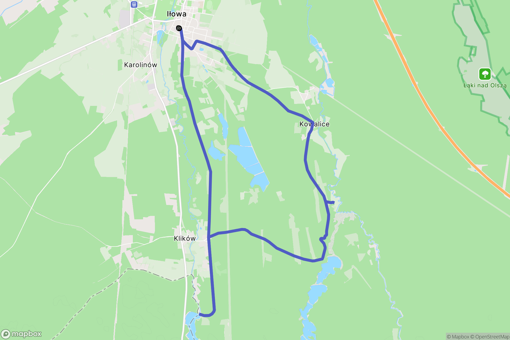 Iłowa: mapa trasy - Poland