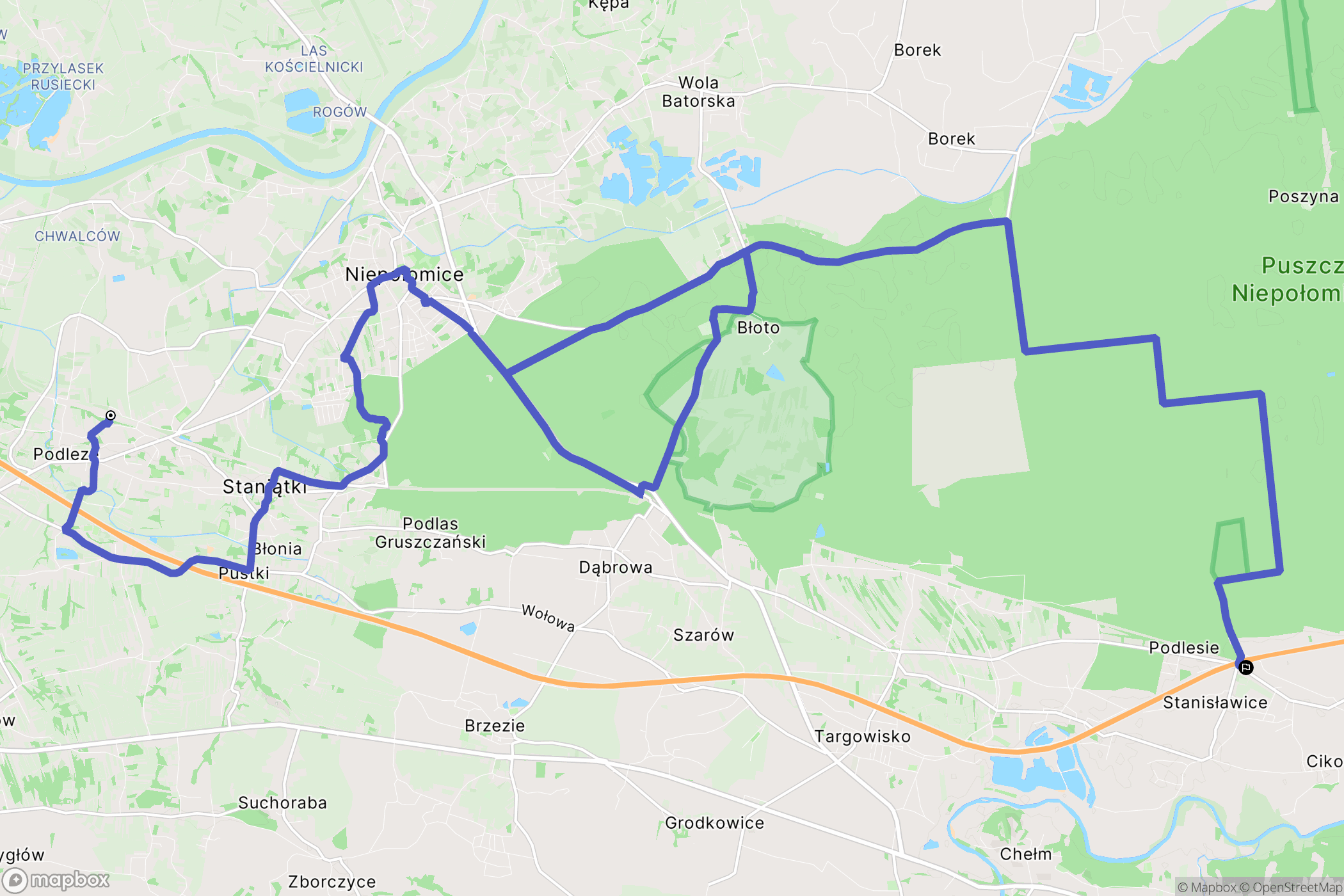 Niepołomice: mapa trasy - Poland