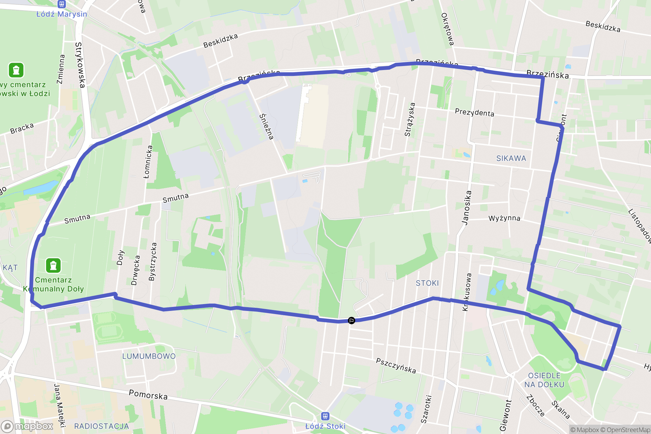 Łódź: mapa trasy - Poland