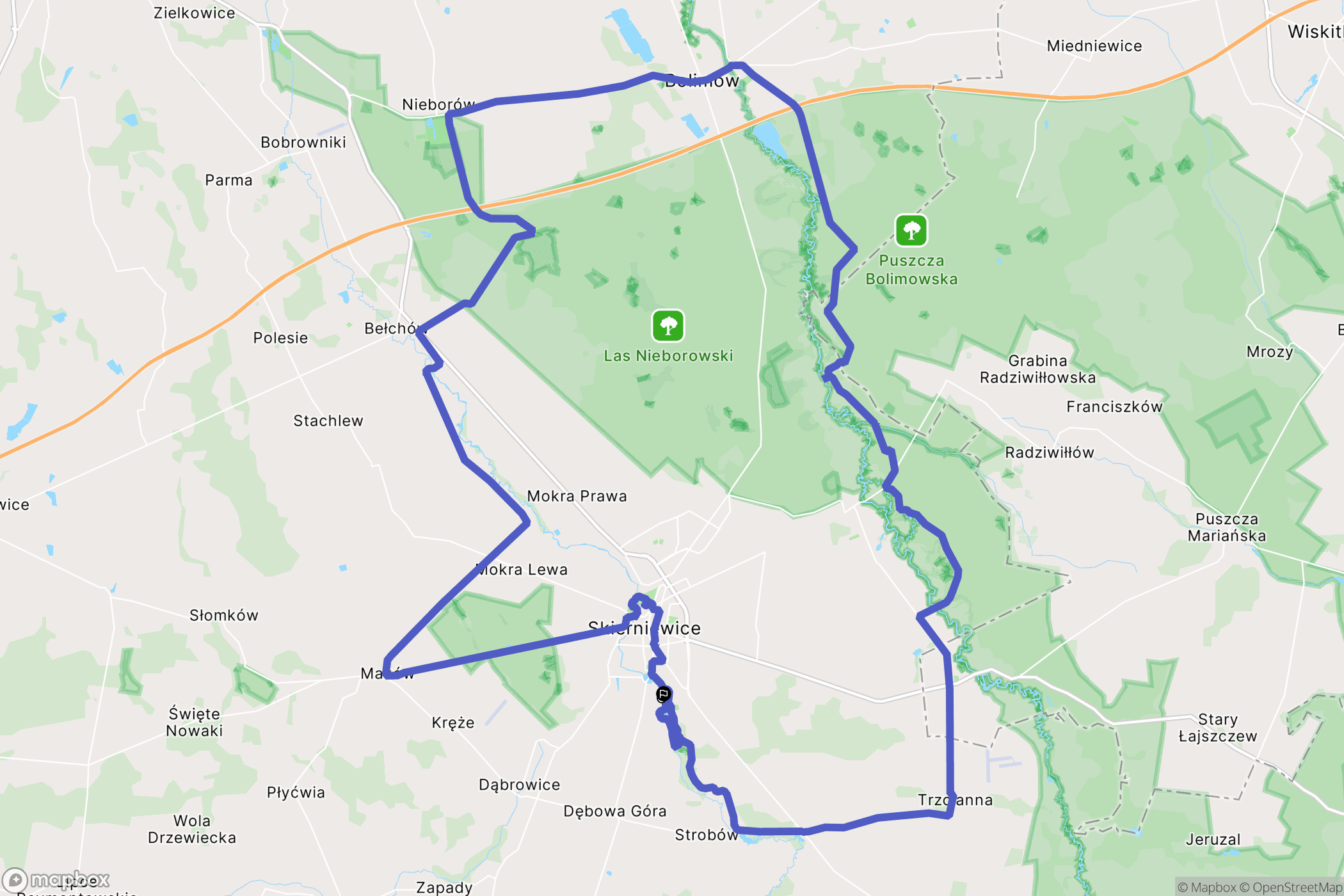 Skierniewice: mapa trasy - Poland
