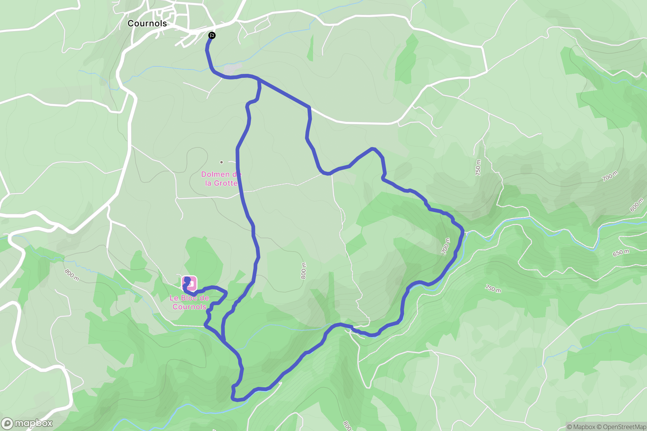 Cournols : carte du parcours de randonnée - France