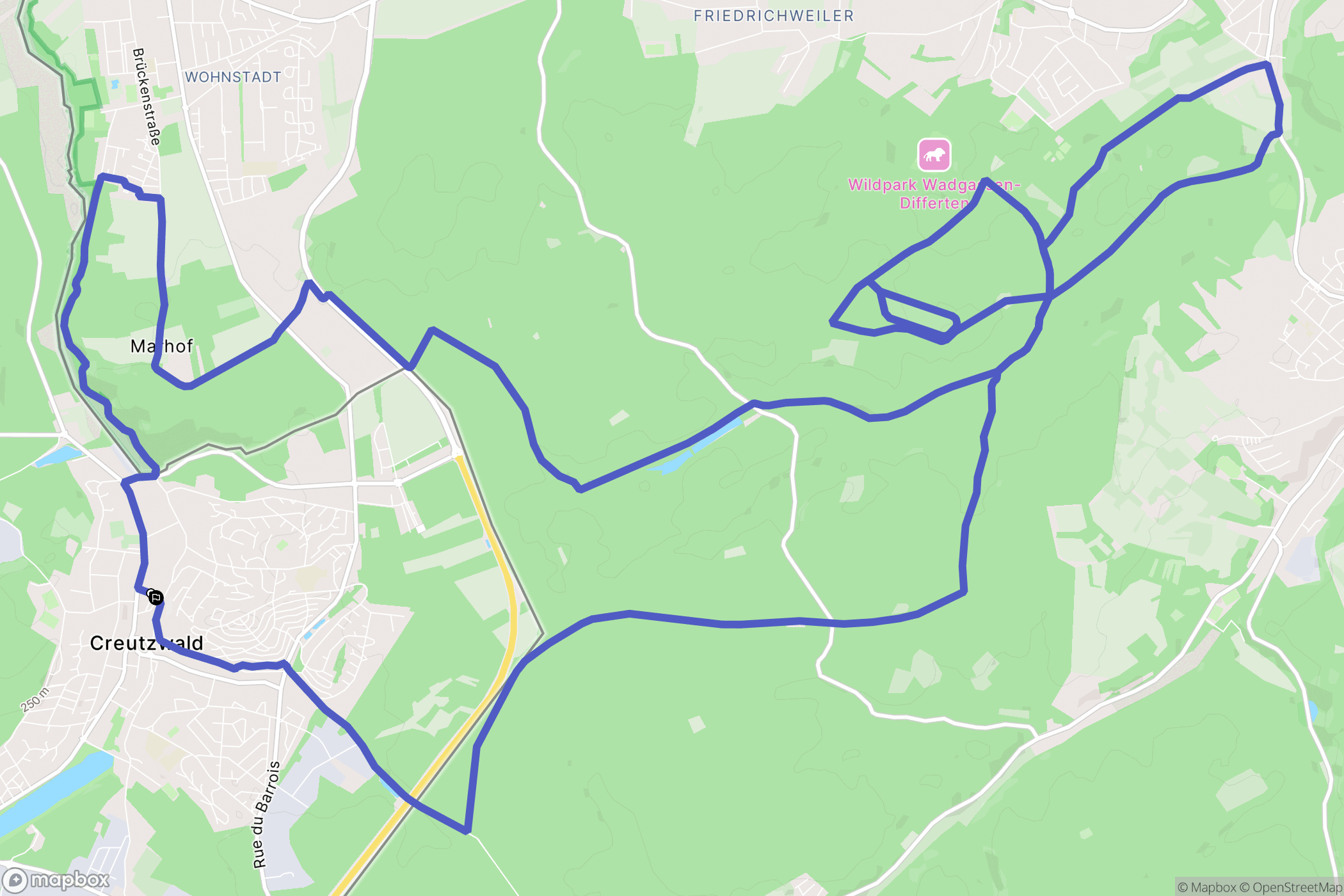 Creutzwald : carte du parcours de randonnée - France