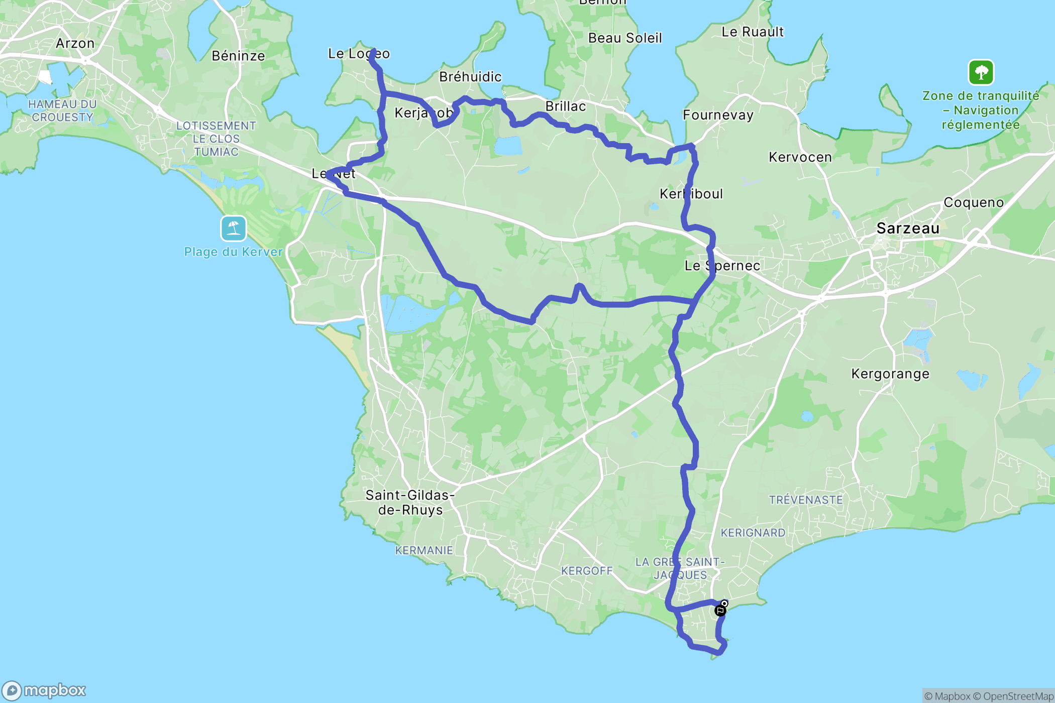 Sarzeau : carte du parcours de randonnée - France