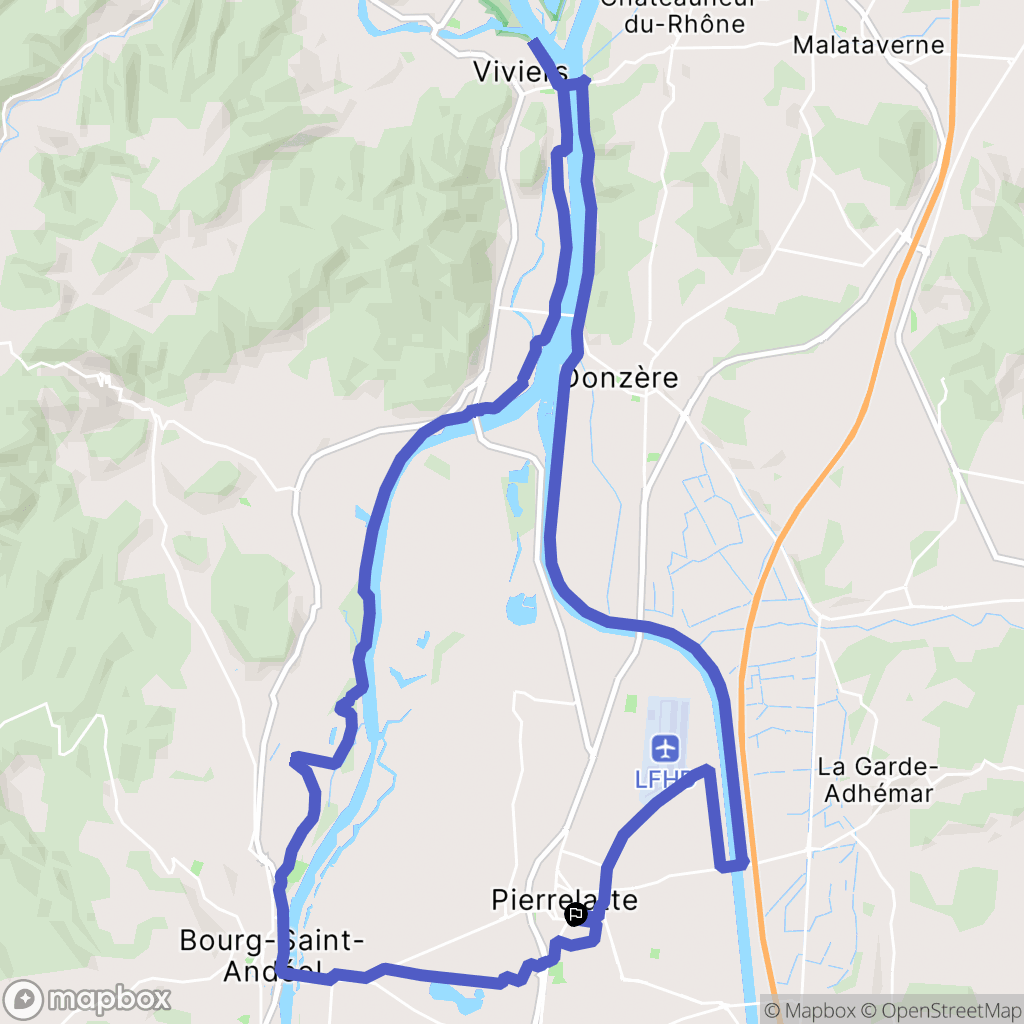 Pierrelatte : carte du parcours de randonnée - France