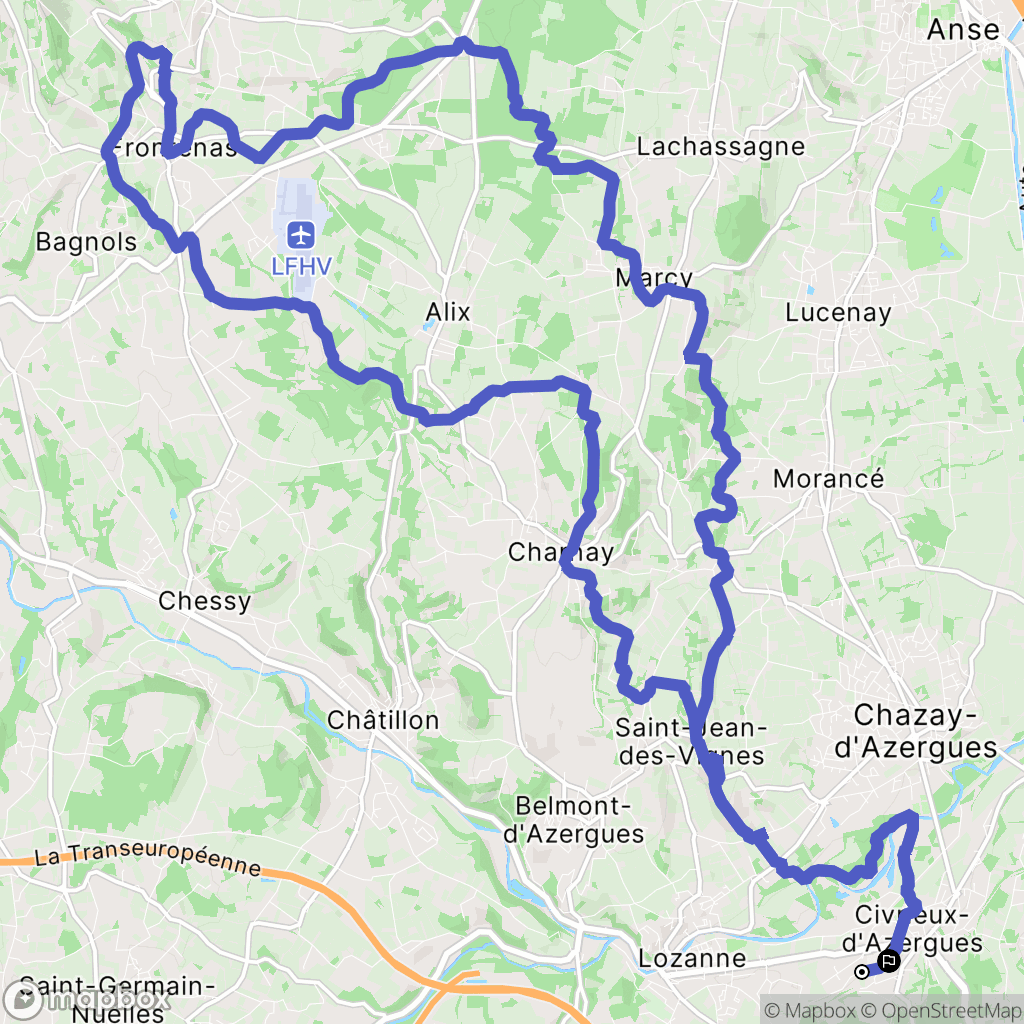 Civrieux-d'Azergues : carte du parcours de randonnée - France