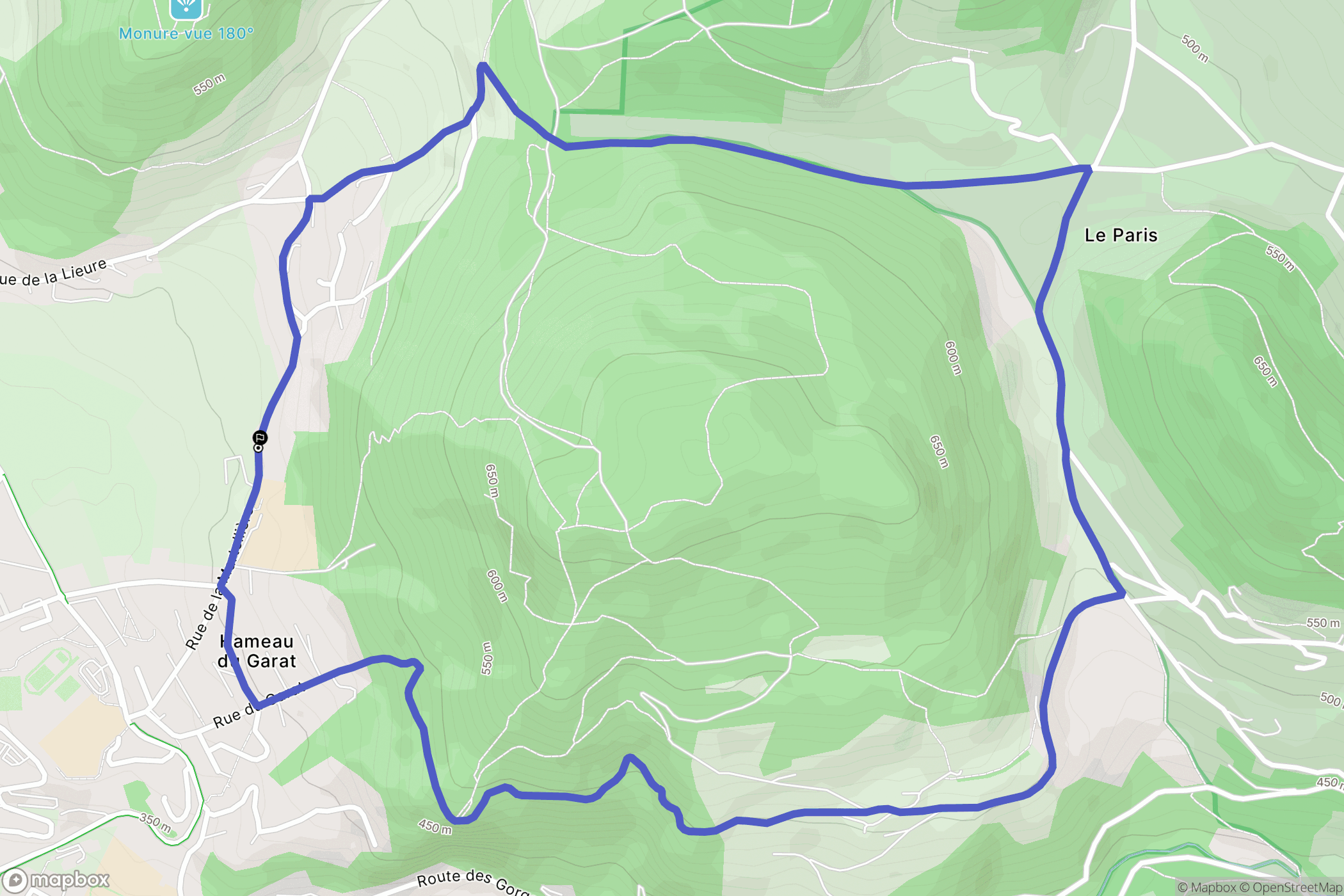 Voiron : carte du parcours de randonnée - France