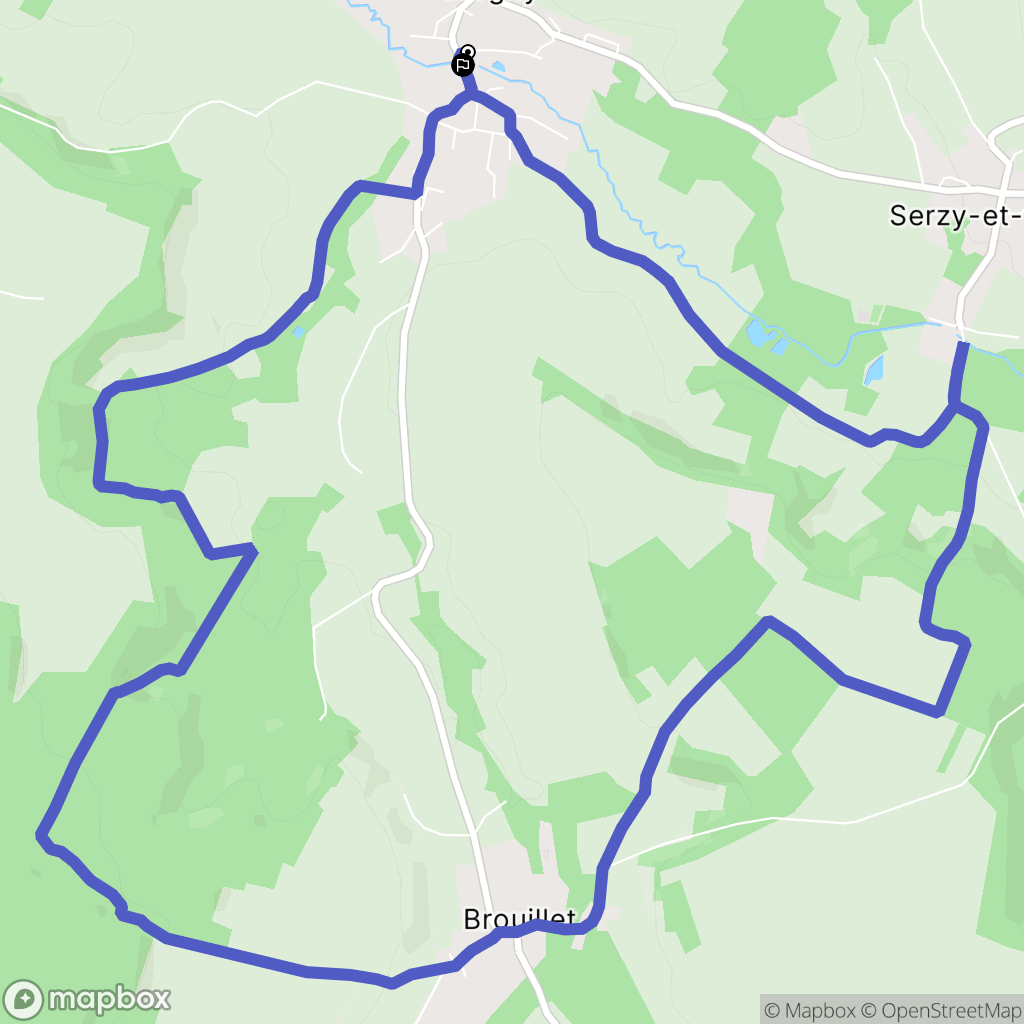 Crugny : carte du parcours de randonnée - France