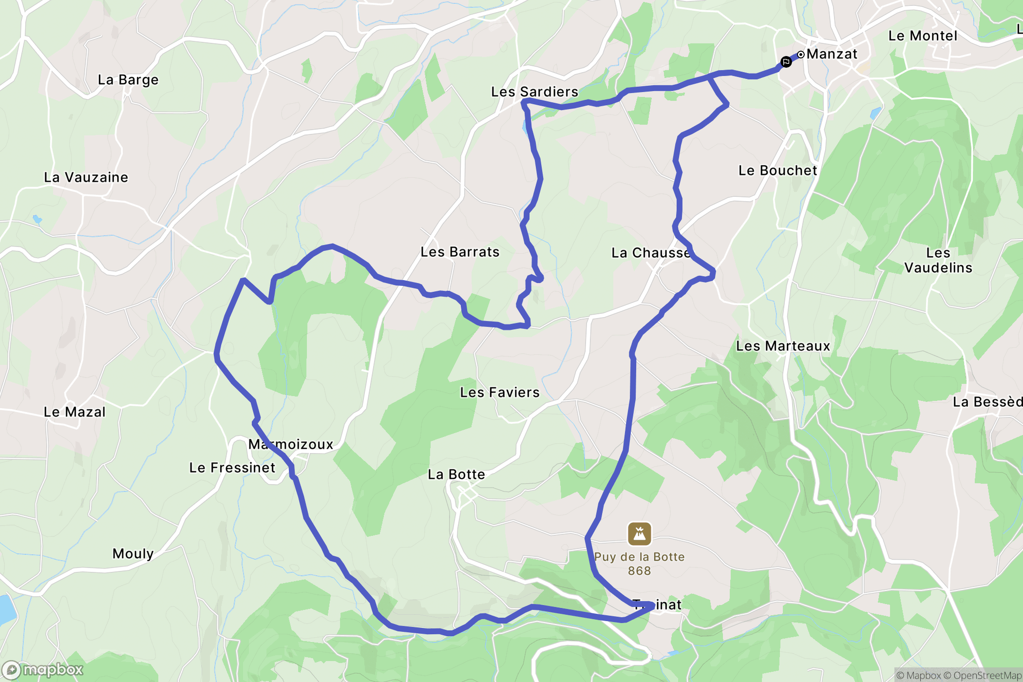Manzat : carte du parcours de randonnée - France