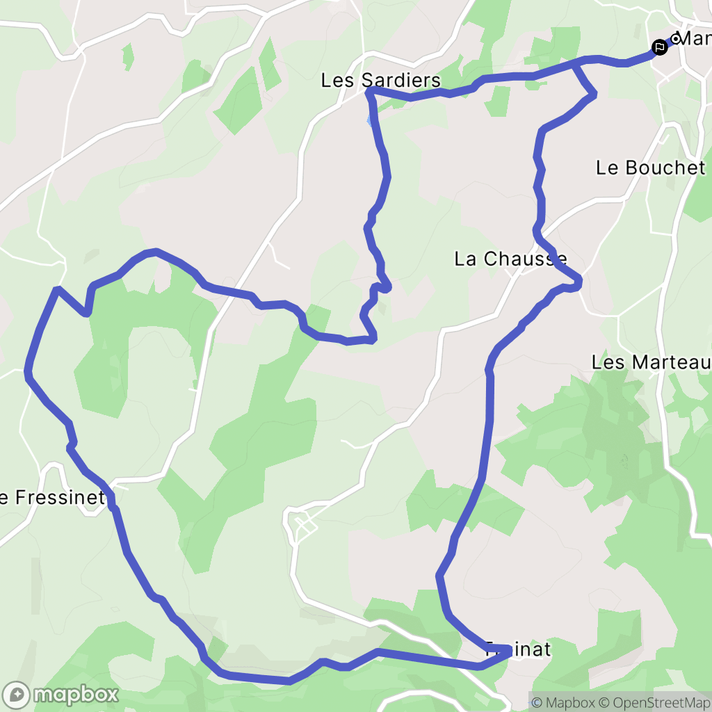 Manzat : carte du parcours de randonnée - France