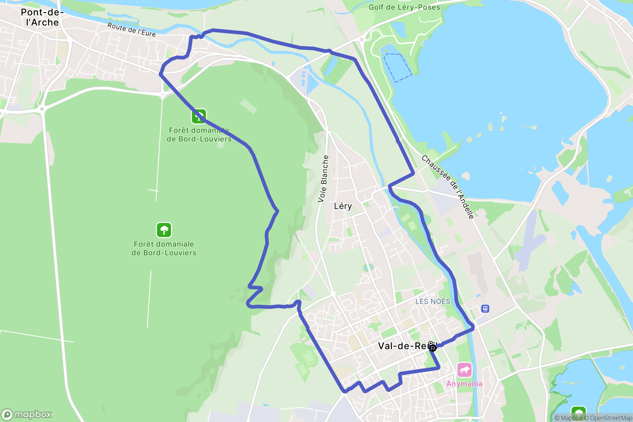 Val-de-Reuil : carte du parcours de randonnée - France