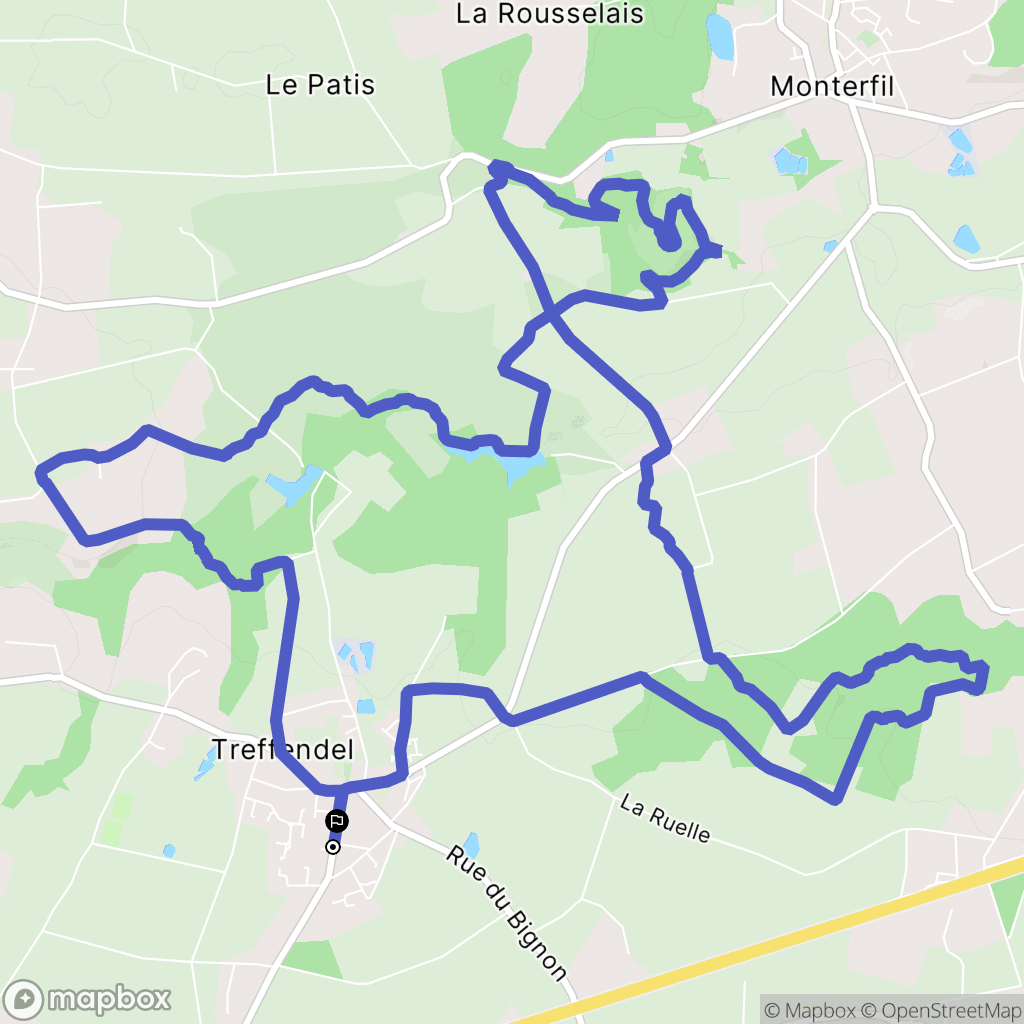 Treffendel : carte du parcours de randonnée - France